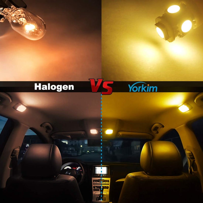 Yorkim مصابيح يوركيم 194 LED أمبر فائقة السطوع الجيل الخامس، مصباح LED T10 168، مصابيح W5W لإضاءة داخلية السيارة، إضاءة خريطة، إضاءة باب، إضاءة ترخيص W5W 2825، عبوة من 10 - Image 3